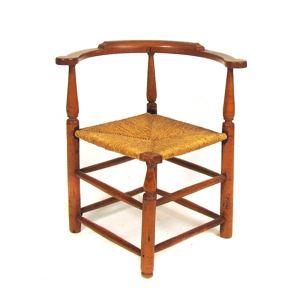 Appraisal: An American maple and rush seat corner chair height in