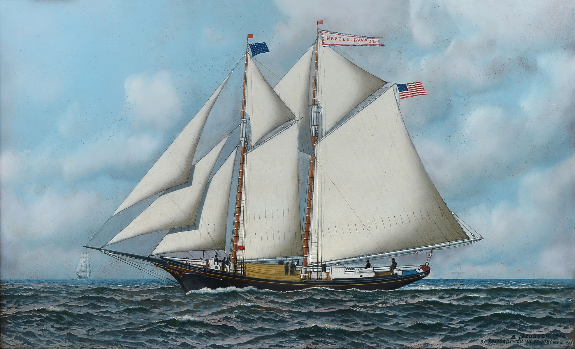 Appraisal: JACOBSEN Antonio Nicolo Gasparo American - Oil on Board Ship