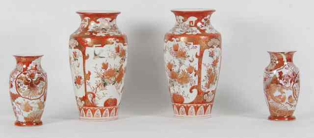 Appraisal: A pair of Japanese vases of orange glaze cm high