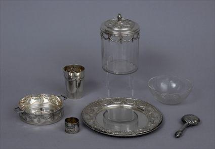 Appraisal: GERMAN SIX-PIECE SILVER AND SILVER-MOUNTED GLASS ICE CREAM SERVICE Comprising