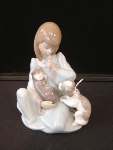 Appraisal: LLADRO FIGURINE - CHILD W DOG CAT