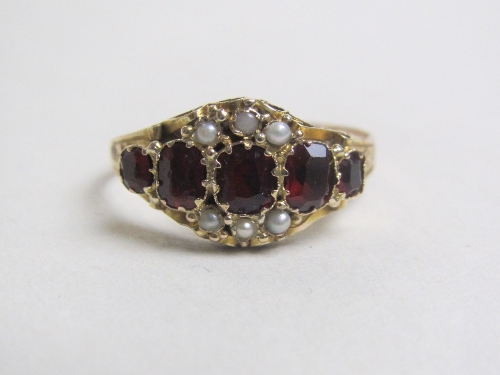 Appraisal: Victorian ct gold seed pearl and gem set dress ring