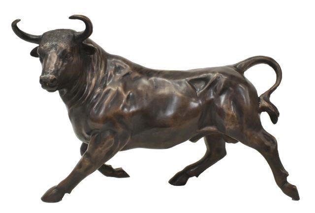 Appraisal: Bronze sculpture Walking Bull unsigned approx h w d lbs