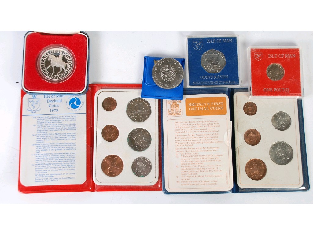 Appraisal: ELIZABETH II SILVER PROOF CROWN in case TWO COIN SETS