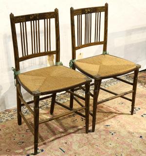 Appraisal: Pair of Regency style paint decorated music chairs Pair of