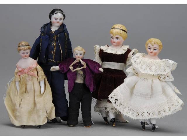 Appraisal: Lot Five Small Dolls Germany includes china shoulder head man