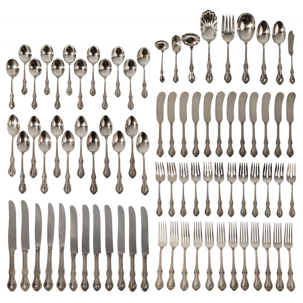 Appraisal: INTERNATIONAL WILD ROSE STERLING SILVER FLATWARE items including stainless blade