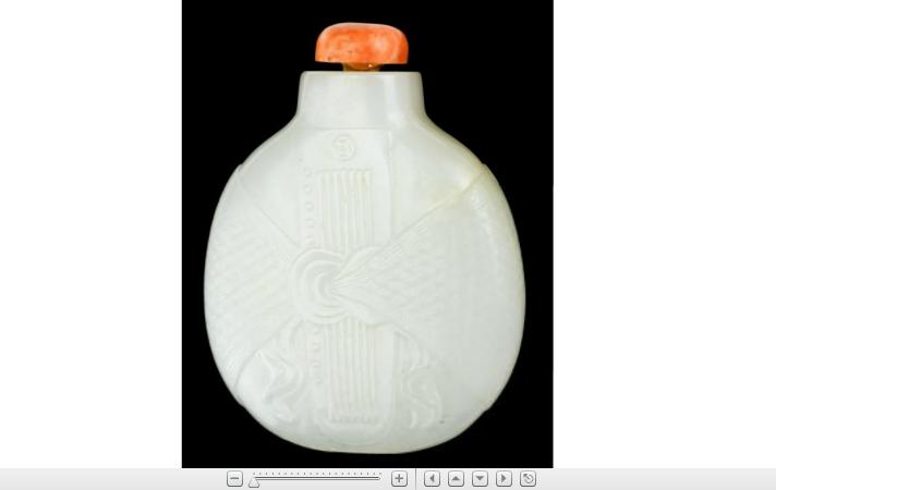 Appraisal: Very fine Chinese carved white jade snuff bottle late th