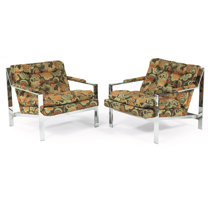 Appraisal: Milo Baughman lounge chairs pair by Thayer Coggin chromed metal