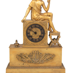 Appraisal: An Empire Style Gilt Bronze Figural Mantel Clock th Century