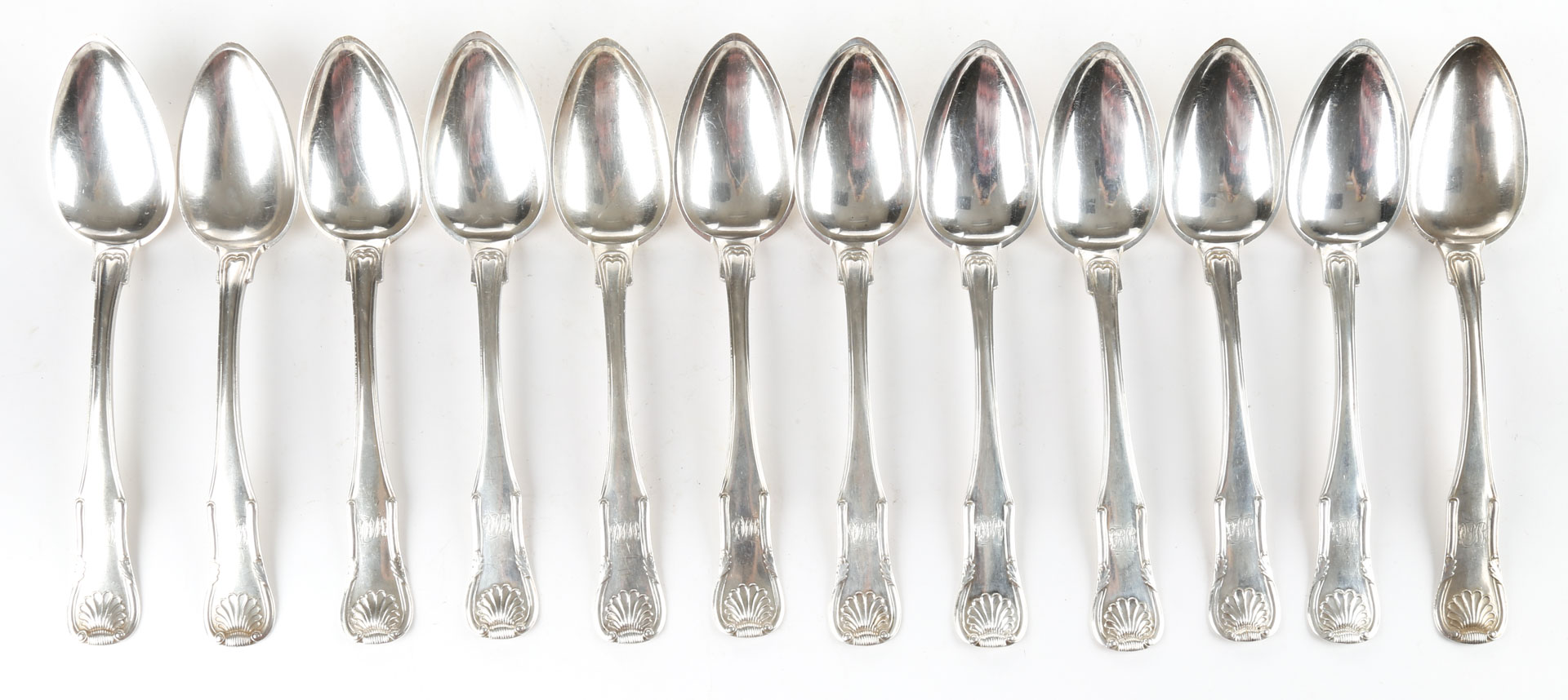 Appraisal: Samuel Kirk King coin silver soup spoons twelve coin silver