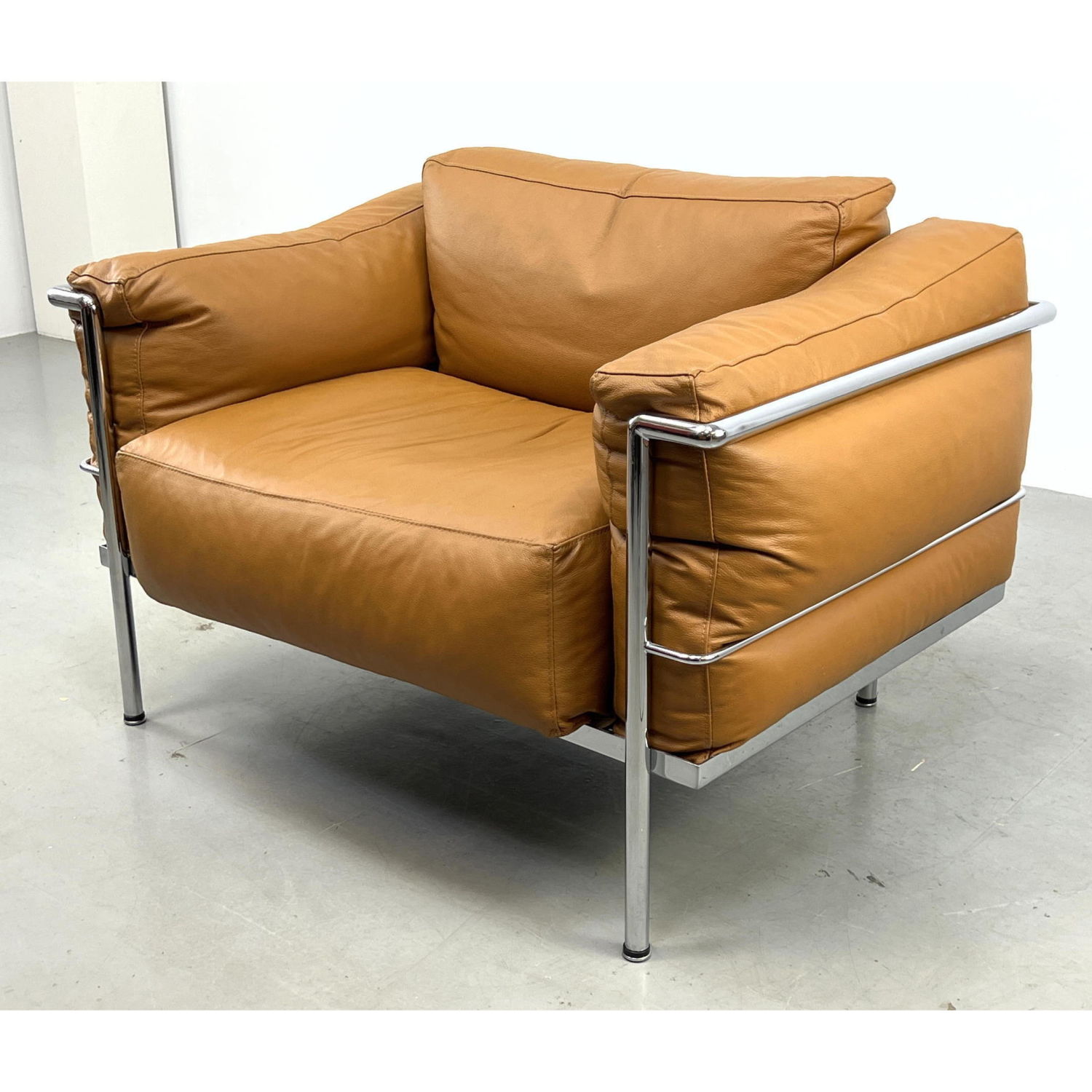 Appraisal: LeCorbusier LC style Chrome Frame Lounge Chair Leather Cushion Lounge