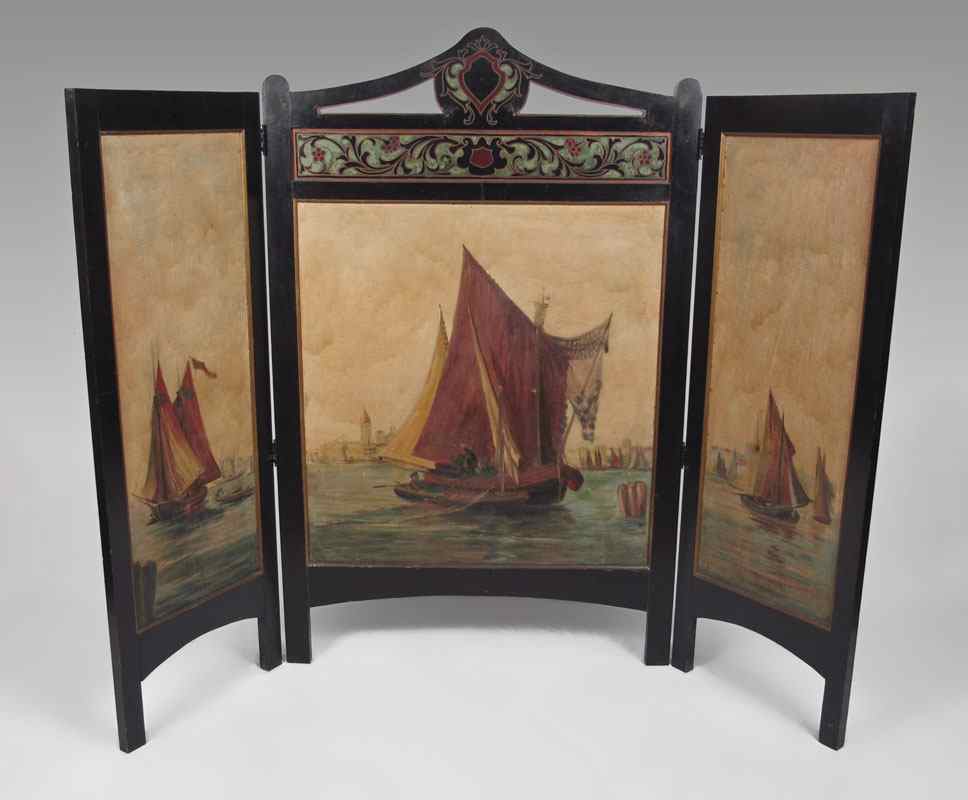 Appraisal: EARLY TH C GERMAN PAINTING PANEL SCREEN Triptych oil on