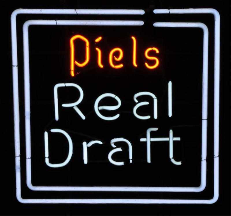 Appraisal: Piels Real Draft Double Border Neon Sign Description s Piels