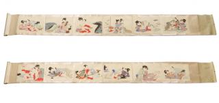 Appraisal: Pair of Japanese Erotic Shunga Hand Scrolls Japanese th century