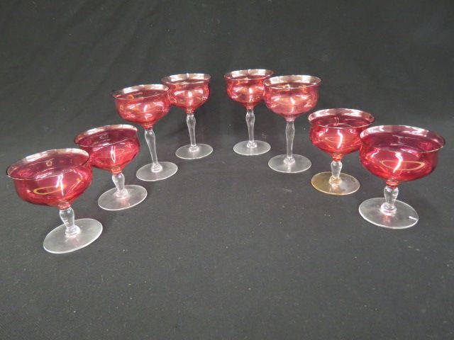 Appraisal: pcs Cranberry Glass Stemware wines and champagnes excellent