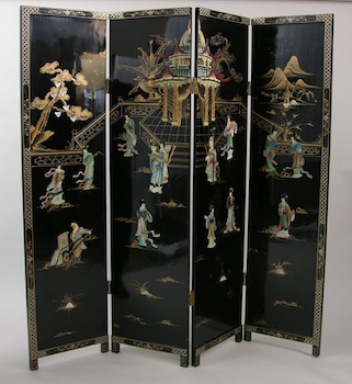 Appraisal: A Coromandel Folding Screen A th century coromandel three panel