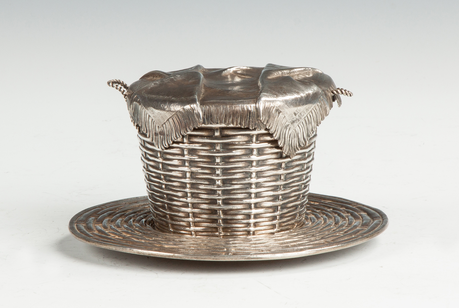 Appraisal: Russian Sterling Silver Covered Basket with Undertray ozt