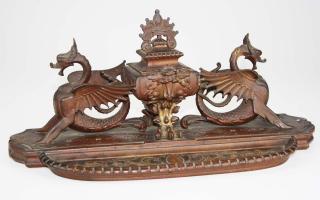 Appraisal: early th c French bronze writing stand decorated with griffins