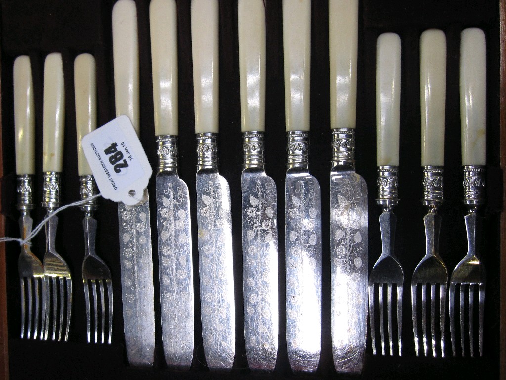 Appraisal: Cased piece fruit cutlery set