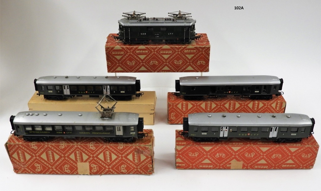 Appraisal: VINTAGE MARKLIN HO CAR TROLLEY TRAIN MODEL SET Includes RE