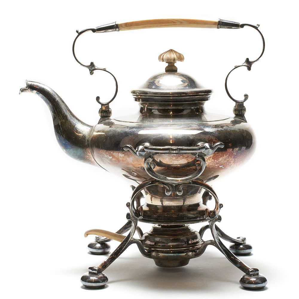 Appraisal: Silver Teapot with Burner Stand silver teapot with burner and