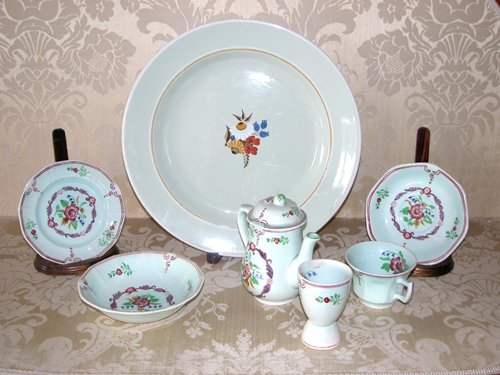 Appraisal: Title pcs Adams Calyx Ware w mint green glaze hand