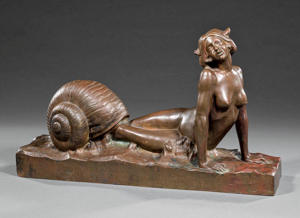 Appraisal: Bronze Figure of a Woman with Shell after Metamorphosis by