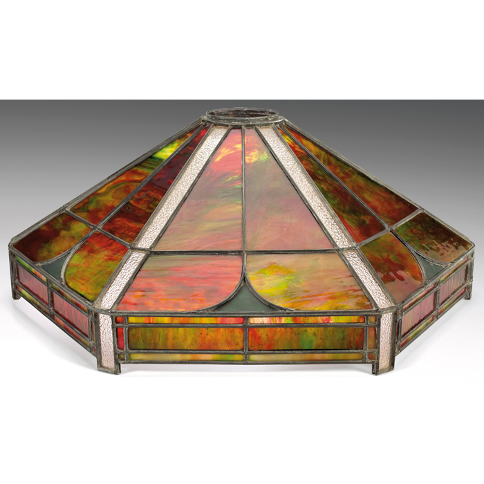 Appraisal: Arts and Crafts shade large form with sixpanels in red