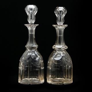 Appraisal: Pair of Antique Cut Glass Decanters th century air trap