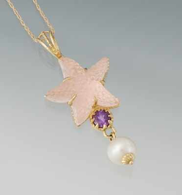 Appraisal: A Tagliamonte Pendant with Amethyst and Pearl Pendant on Chain