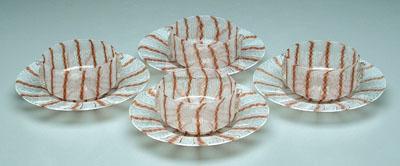 Appraisal: Four latticino bowls under plates circular with applied clear glass