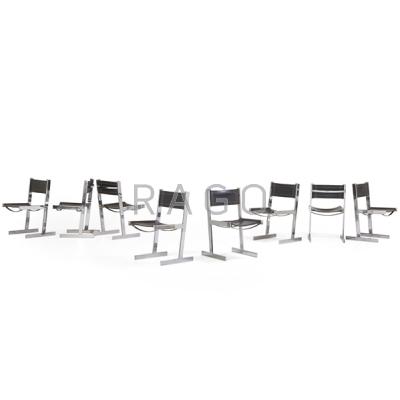 Appraisal: MERROW ASSOCIATES Eight dining chairs United Kingdom s Chromed steel