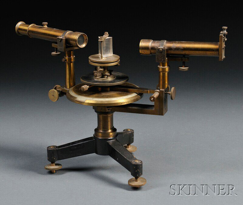 Appraisal: Oxidized and Lacquered Brass Spectroscope with single prism on adjustable