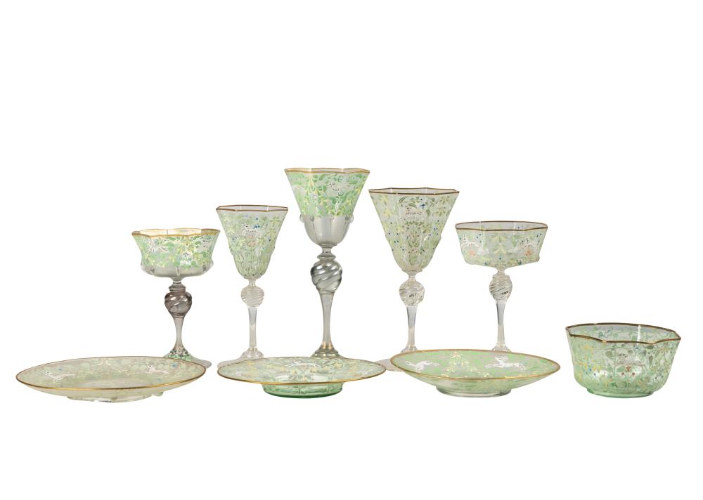 Appraisal: VENETIAN ENAMELED BLOWN GLASS SERVICEunsigned comprising twelve hexagonal bowls inches