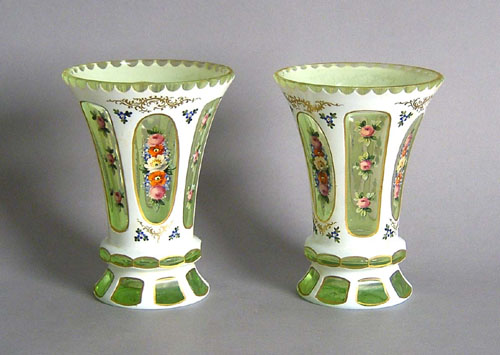 Appraisal: Pair of Bohemian glass vases th c h