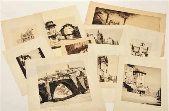 Appraisal: Herbert Rose - Group of ten etchings i Old Bridge