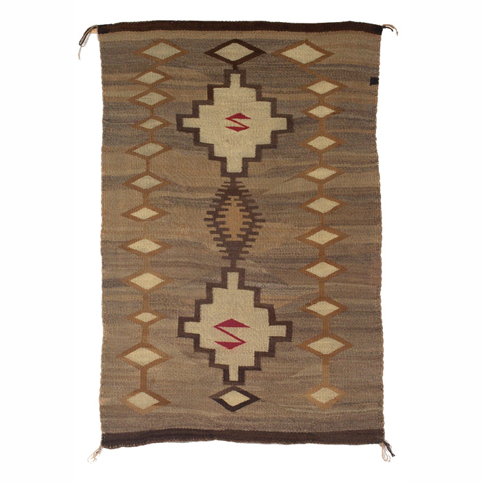 Appraisal: Navajo rug c diamond pattern in browns red and cream