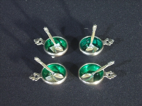 Appraisal: SET OF FOUR GEORG JENSEN ACORN PATTERN SILVER SALTS AND