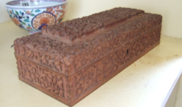 Appraisal: An Indian carved wooden box late th early th century