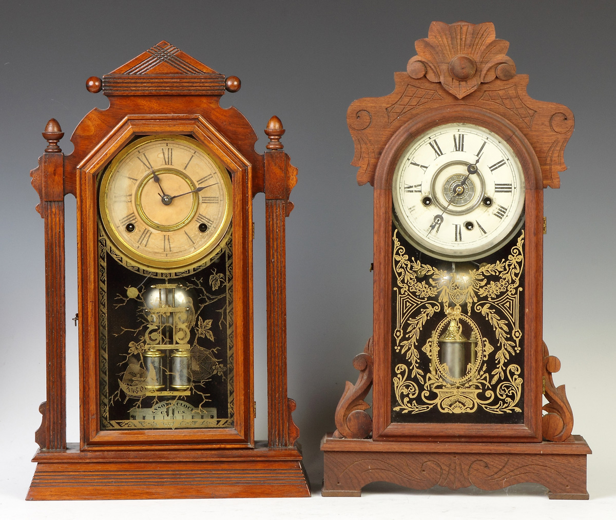 Appraisal: New Haven Clock Co Shelf Clock Walnut case some loss