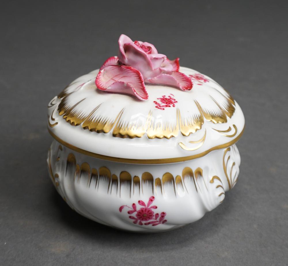 Appraisal: Herend Hungarian Porcelain 'Chinese Bouquet Raspberry ' AP Bonbonniere H