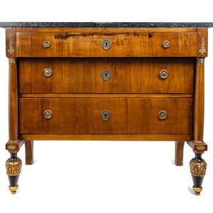 Appraisal: A Northern European Mahogany Marble-Top Commode with Painted Feet FIRST