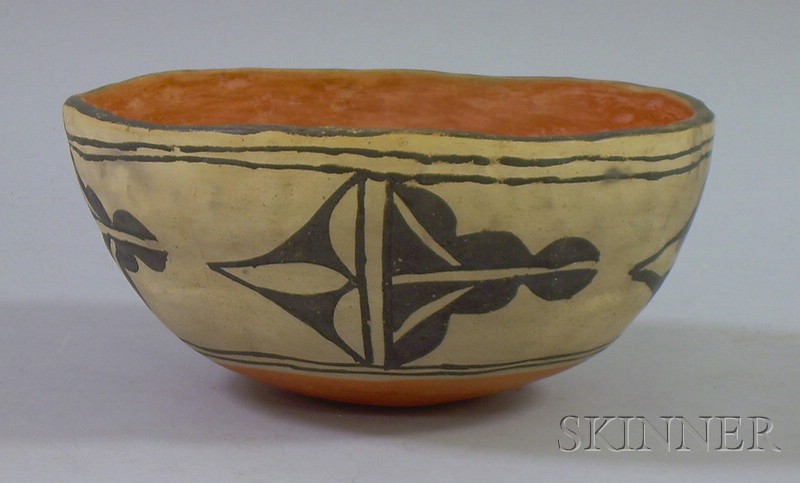 Appraisal: Santo Domingo Painted Dough Bowl black and white painted sides