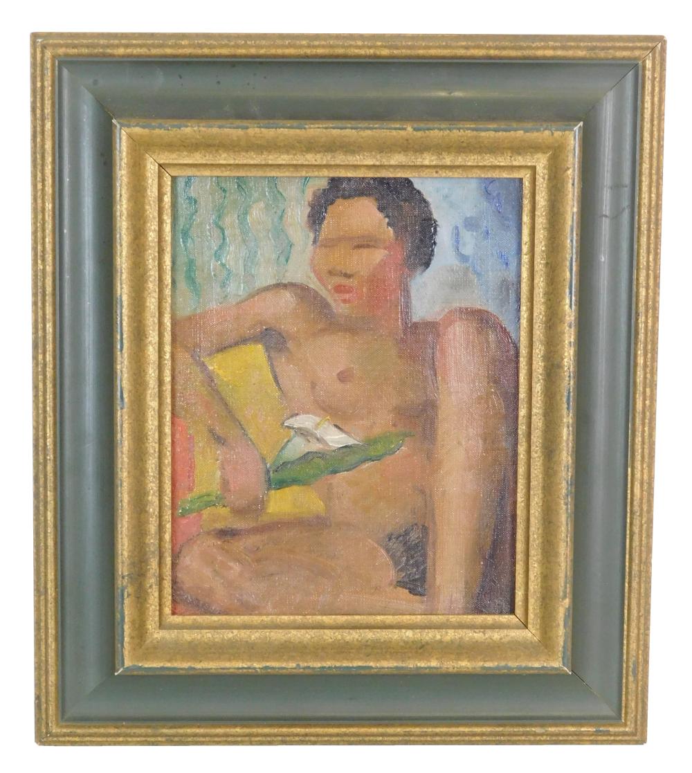 Appraisal: Small nude resembling Josephine Baker holding cala lily th C