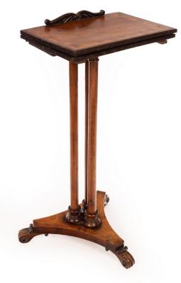 Appraisal: A William IV rosewood reading stand table the folding top