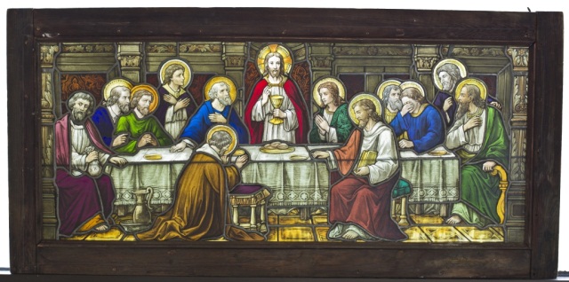 Appraisal: The Last Supper Stained glass painted English H x W