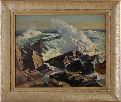 Appraisal: ABRAHAM JACOB BOGDANOVE - WAVES CRASHING Oil on canvas titled