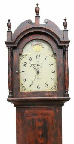 Appraisal: American grain painted tall case clock signed R Whiting Riley