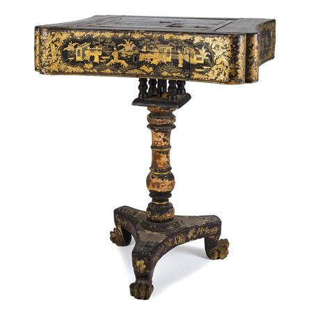 Appraisal: Chinese Export Gilt Decorated Black Lacquer Games Table Estimate -